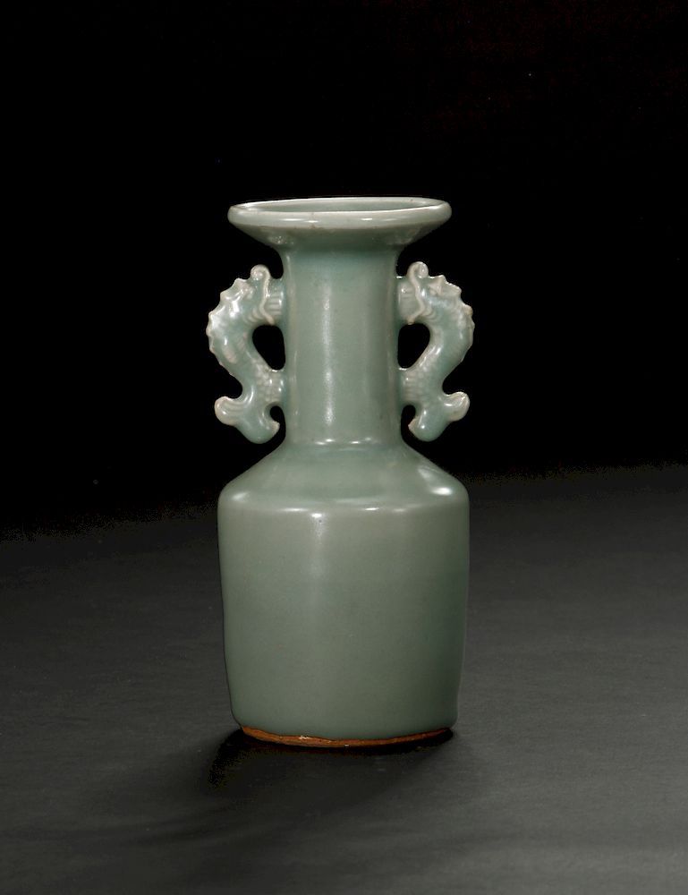 Appraisal: Fine Lungchuan Celadon 'Kinuta' Mallet Vase Well-potted with a cylindrical