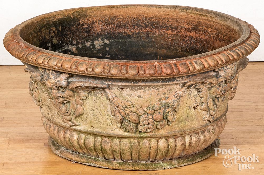 Appraisal: Large terra cotta planter th c Large terra cotta planter