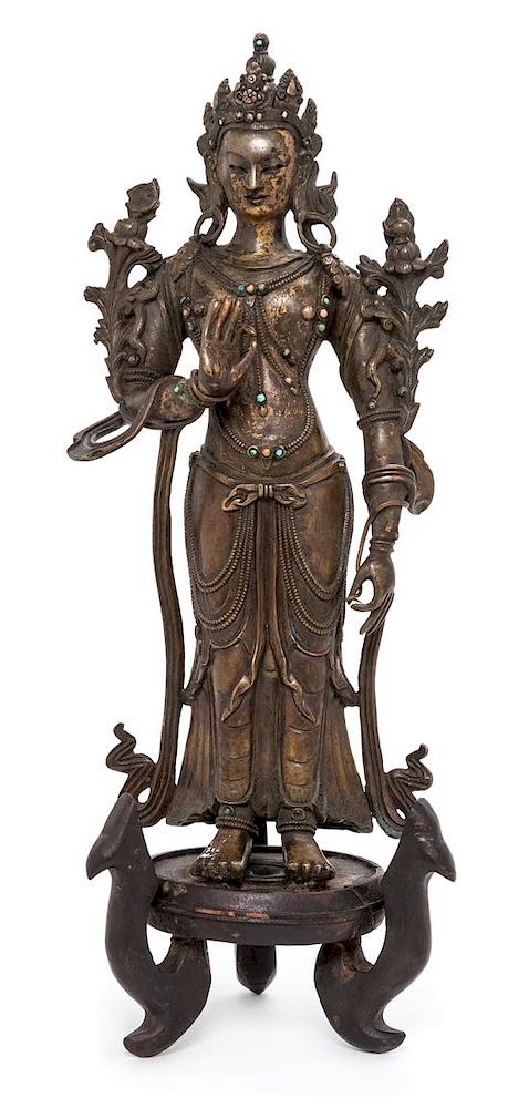 Appraisal: A Sino-Tibetan Bronze Figure of Avalokiteshvara Height overall inches A