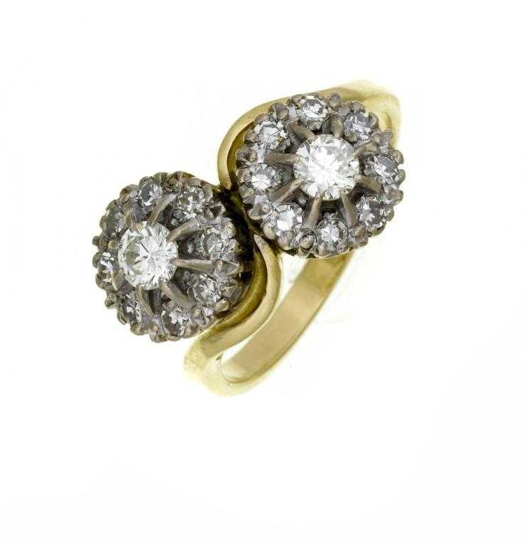 Appraisal: A DIAMOND CLUSTER CROSSOVER RING gold hoop marked ct size