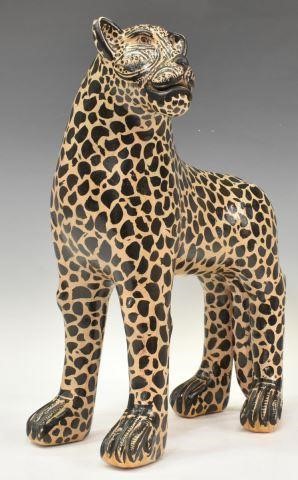 Appraisal: Folk art pottery jaguar Chiapas Mexico th c with glazed