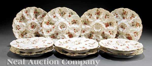 Appraisal: A Set of Ten Limoges Porcelain Polychrome Floral and Gilt