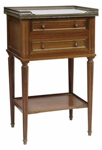 Appraisal: French Louis XVI style mahogany bedside table th c pierced