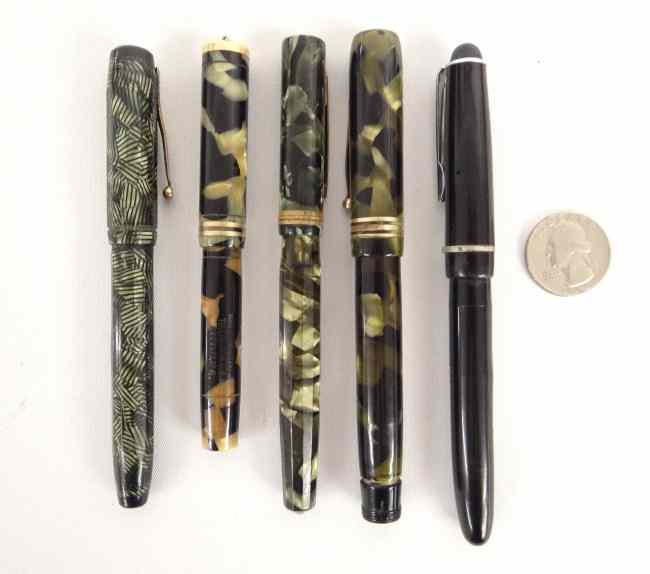 Appraisal: Collection of five fountain pens including Spencerian Osmirold Chilton Conklin