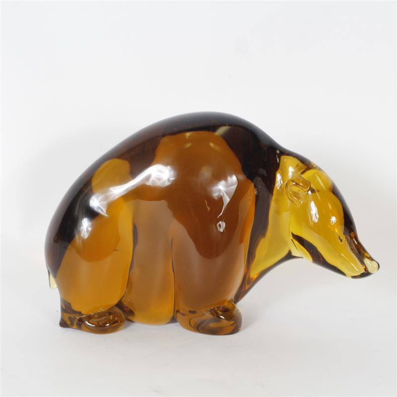 Appraisal: Salviati Murano amber art glass bear hot sculpture attributed H