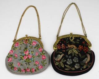 Appraisal: Two 'S French Gilt Metal Frame Needlepoint Handbags Or Purses