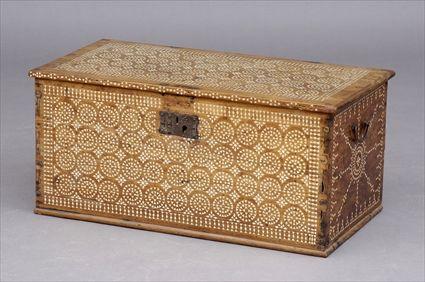 Appraisal: NEAR EASTERN BONE-INLAID HARDWOOD BLANKET CHEST The hinged top and