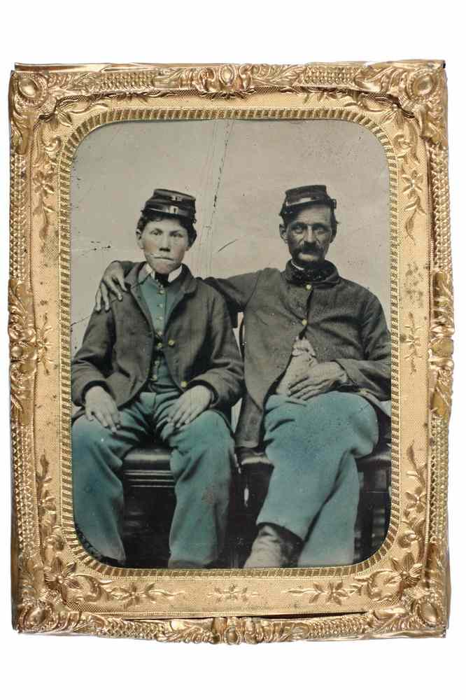 Appraisal: CIVIL WAR TINTYPE PHOTO - Father and Son Soldiers in