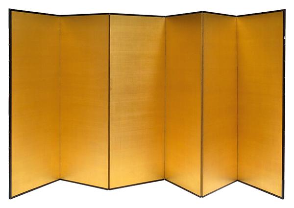 Appraisal: JAPANESE SIX FOLD GOLD LEAF FLOOR SCREEN INCLUDES WOODEN CASE