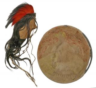 Appraisal: PIECE NATIVE AMERICAN DANCE COSTUME Including Lakota Muslin Shield Cover