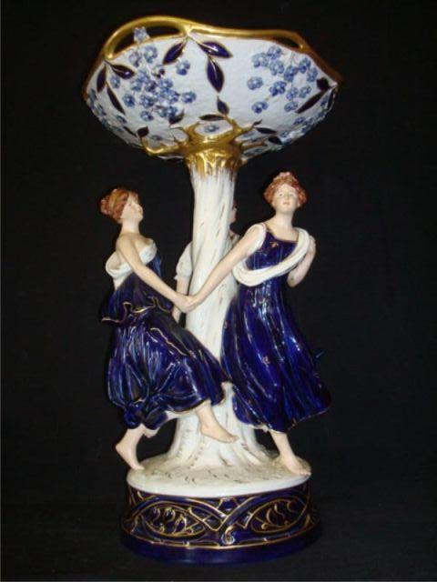 Appraisal: ROYAL DUX tazza w girls playing around base Marked on