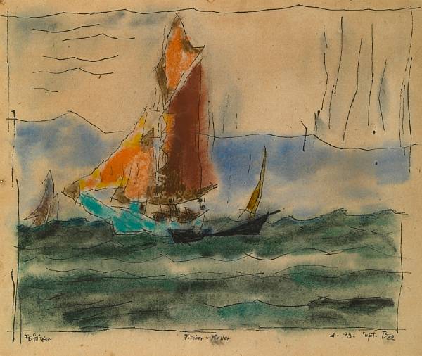 Appraisal: Lyonel Feininger German - Fischer-Kutter signed and dated 'Feininger '