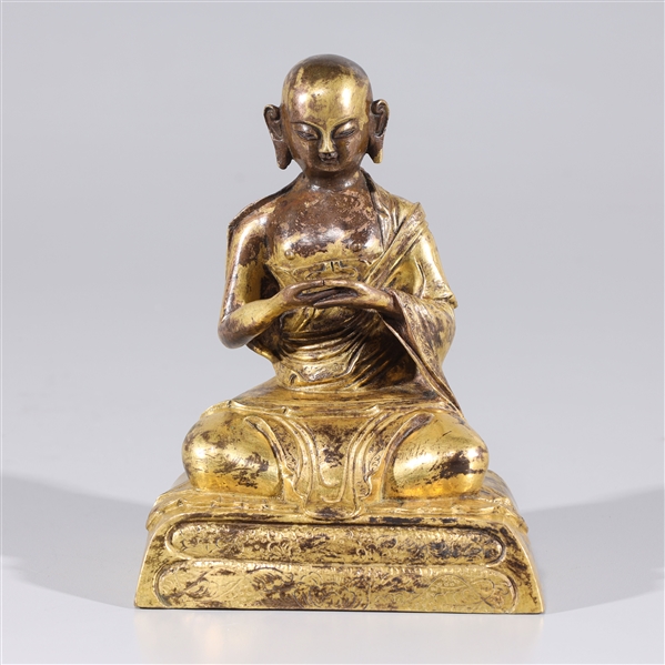 Appraisal: Sino-Tibetan monk seated on plinth base surface wear loss to