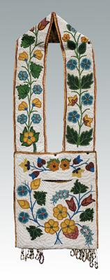 Appraisal: Great Lakes beaded bandolier bag with pocket vine and floral