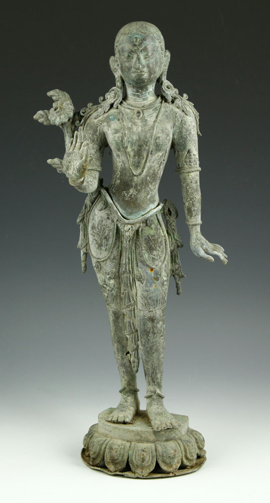 Appraisal: - Standing Bronze Goddess Standing figure of a goddess bronze