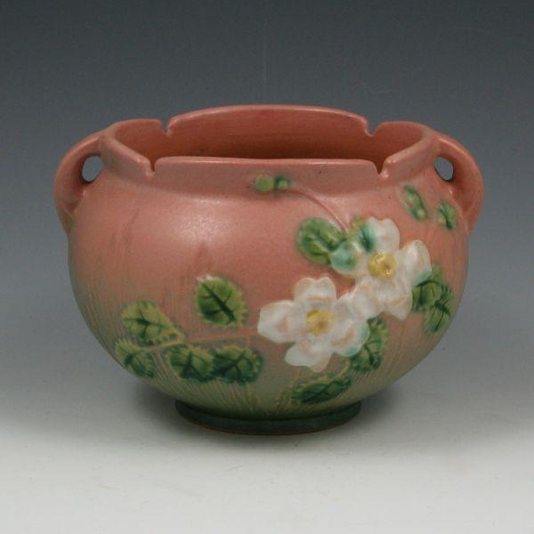 Appraisal: Roseville White Rose jardiniere in pink and green Marked Roseville