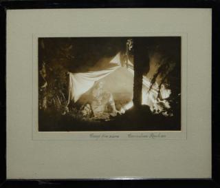 Appraisal: vintage ca - Camp Fire Scene Canadian Rockies b w