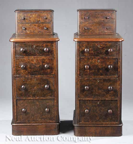 Appraisal: A Pair of William IV Burl Walnut Pedestals c the