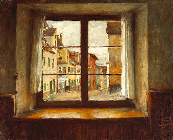 Appraisal: Tobias Edward Rosenthal American - View through a window Landsberg