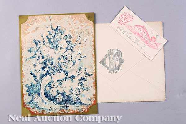 Appraisal: Mardi Gras Krewe of Proteus Ball Invitation and Envelope with