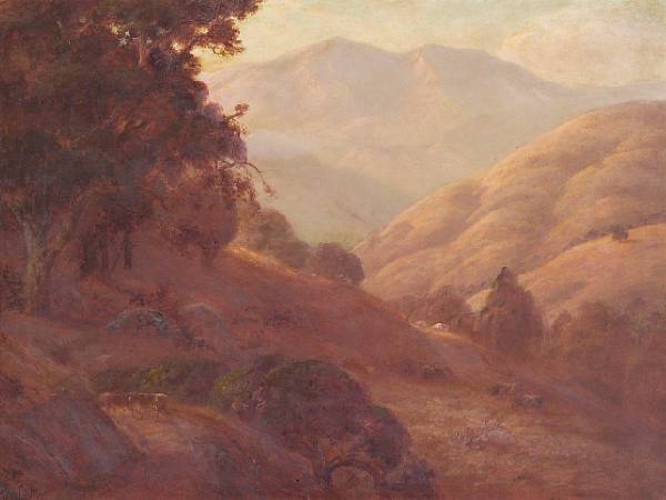 Appraisal: Jules R Mersfelder American - Cattle Grazing on Golden Hillsides