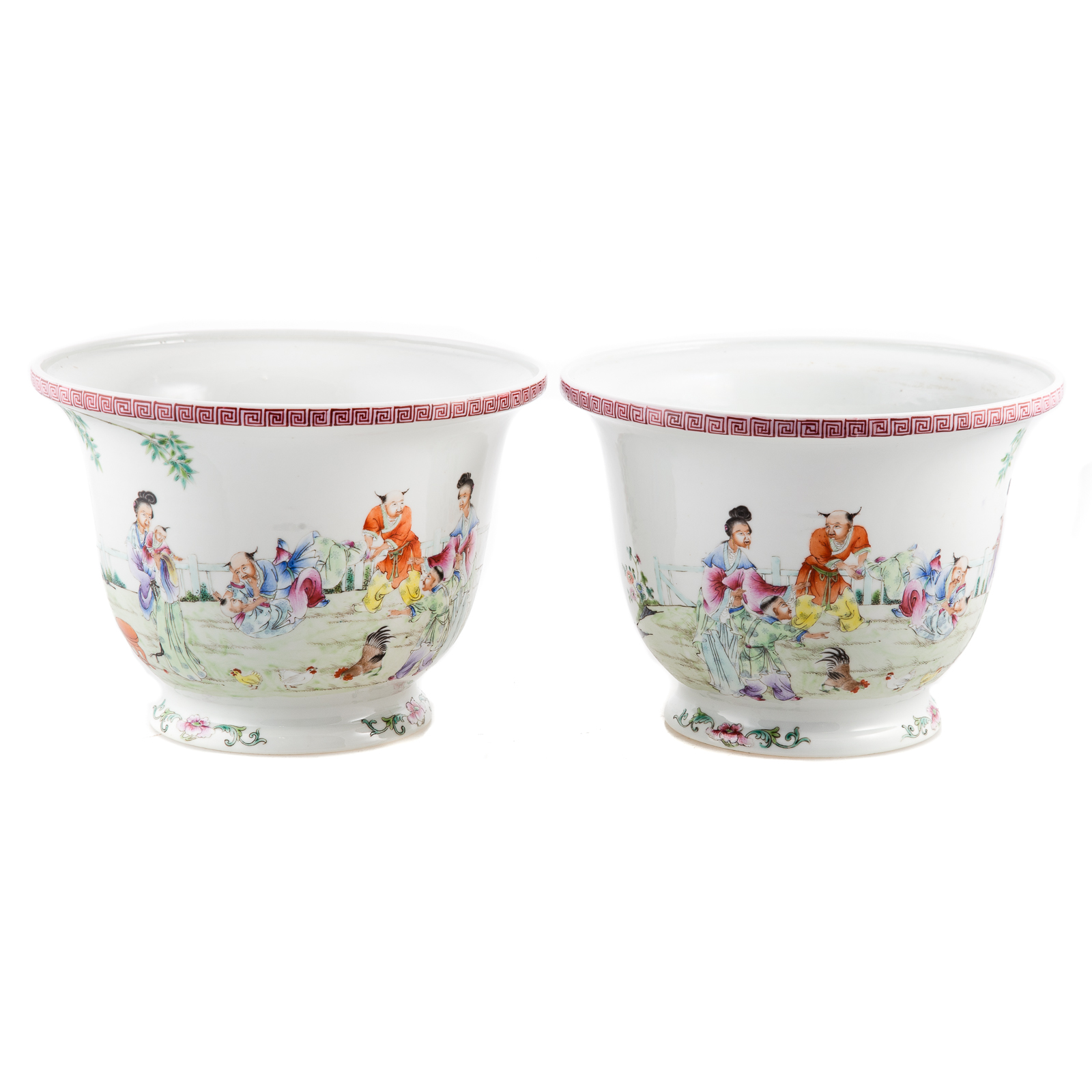 Appraisal: PAIR OF CHINESE FAMILLE ROSE CACHE POTS Late th century