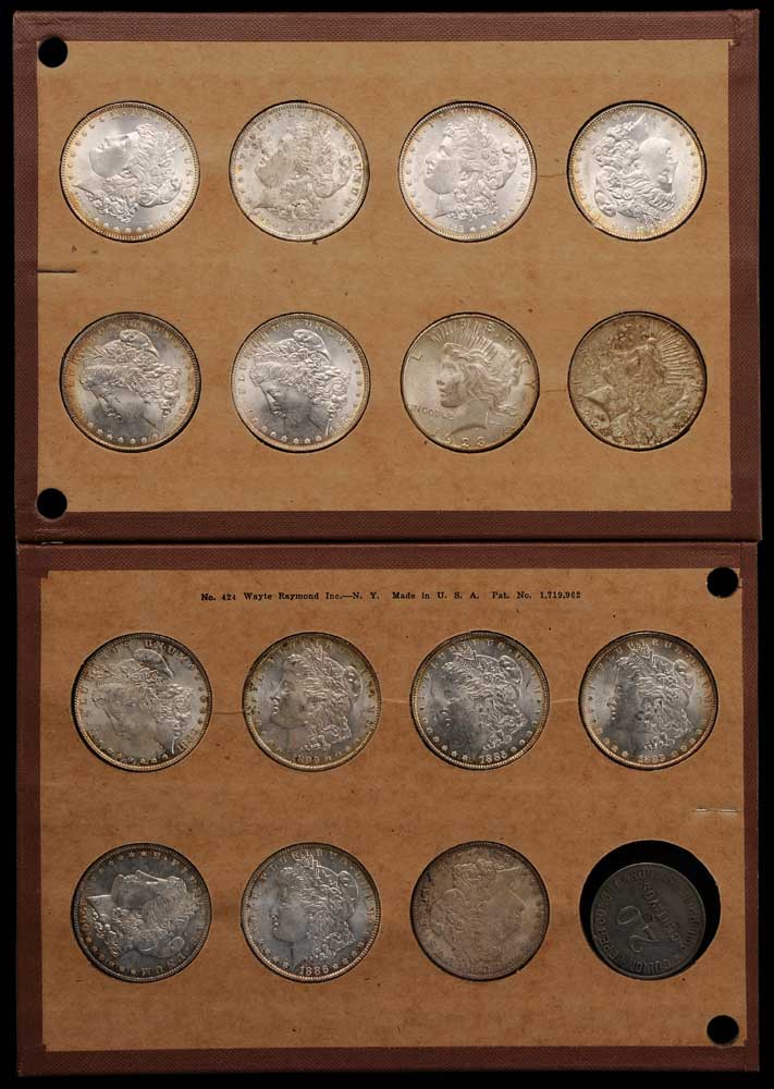 Appraisal: Fifteen U S Silver Dollars in Wayte Raymond Display Cards