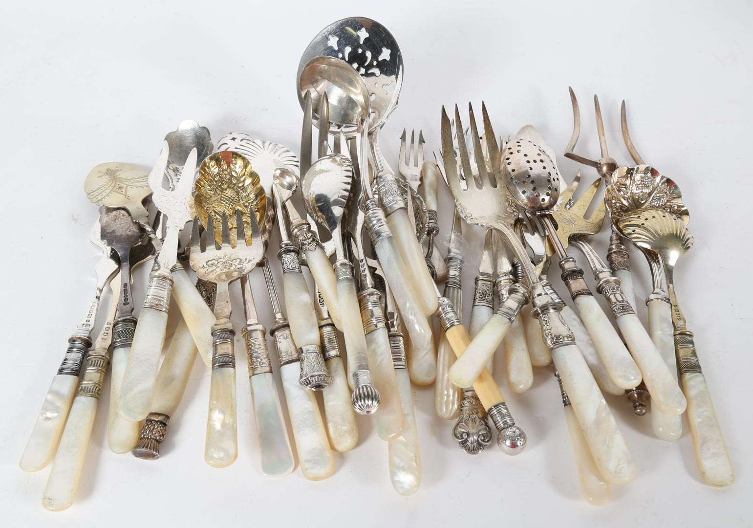 Appraisal: Mother-of-pearl handled serving pieces Undernumber