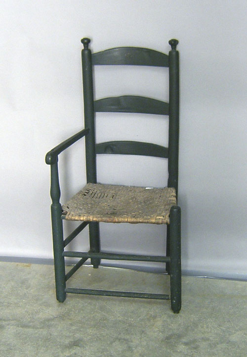 Appraisal: New England ladderback chair with rush seat late th c