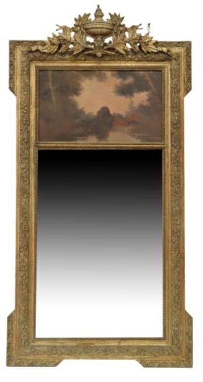 Appraisal: French trumeau mirror late th early th c having painted