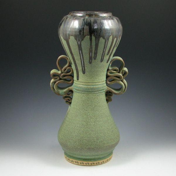 Appraisal: Turtle Island contemporary are pottery vase Nice form with bunched