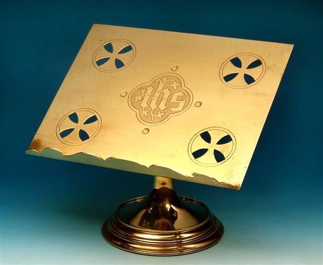 Appraisal: A Victorian brass ecclesiastical table top book rest the slope