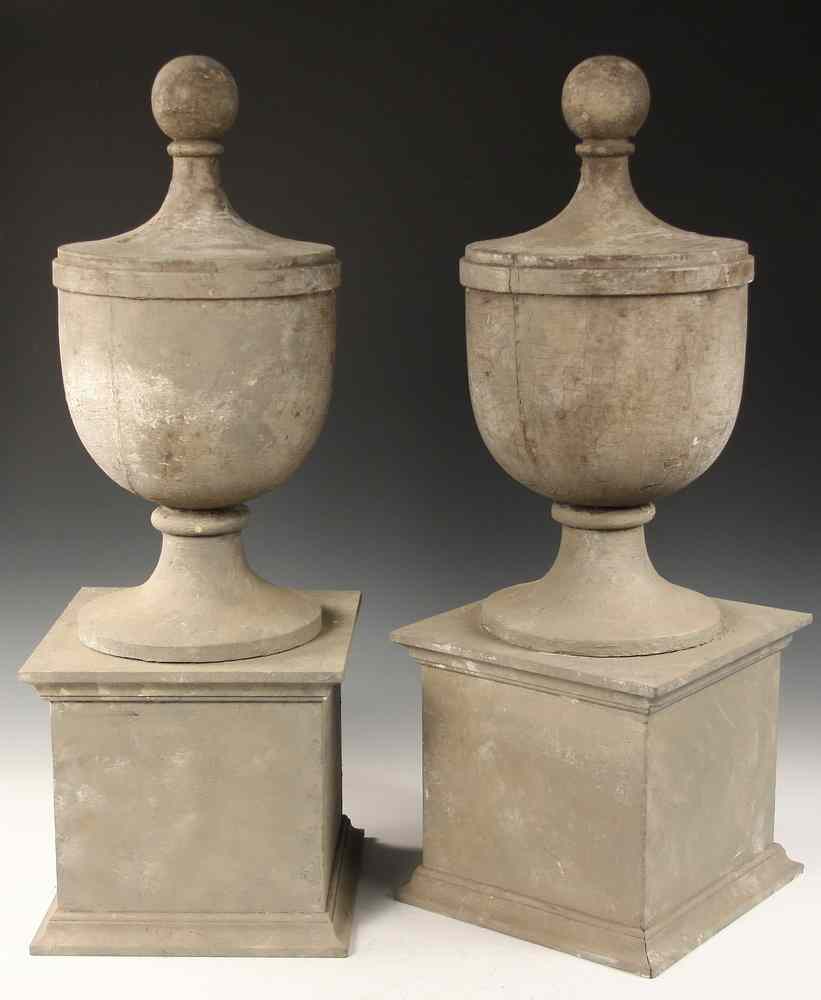 Appraisal: PAIR ARCHITECTURAL URNS - Outstanding Pair of Gateway Urns in