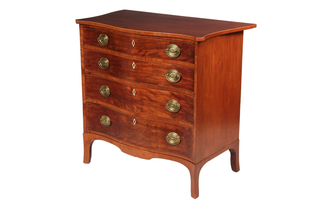 Appraisal: SERPENTINE FRONT DRESSER - Hepplewhite Dresser in mahogany having boxwood