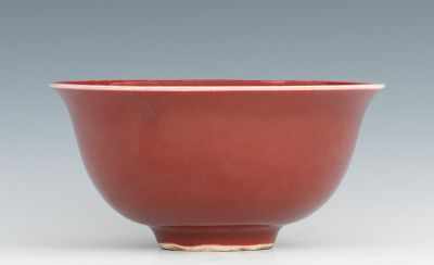 Appraisal: Chinese Sang-de-boeuf Bowl Deep red colored bowl with six character