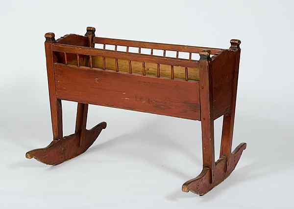 Appraisal: Painted Wood Cradle American early th century a painted wood