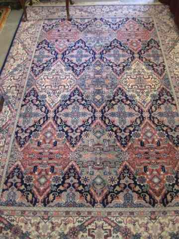 Appraisal: Silk Persian Handmade Rug elaboratedesigns on triangular motifs ivory field