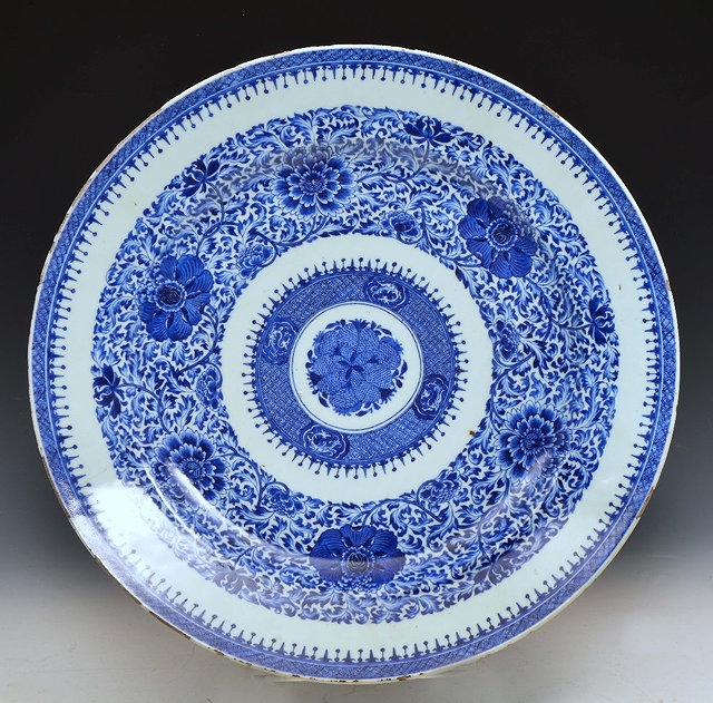 Appraisal: A CHINESE BLUE AND WHITE FITZHUGH PATTERN CHARGER with a