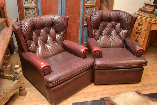 Appraisal: A PAIR OF CHESTERFIELD WINGBACK CHAIRS