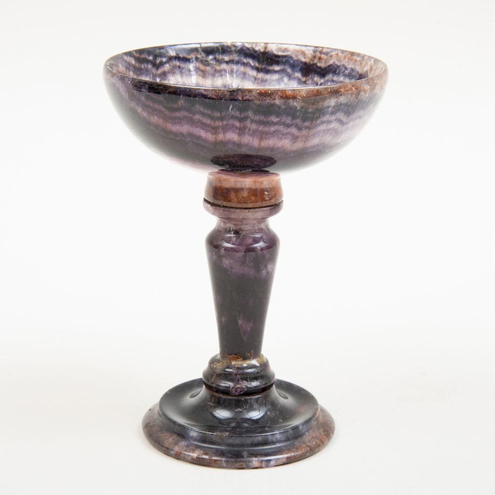 Appraisal: English Blue John Stem Cup in high Condition Natural inclusions