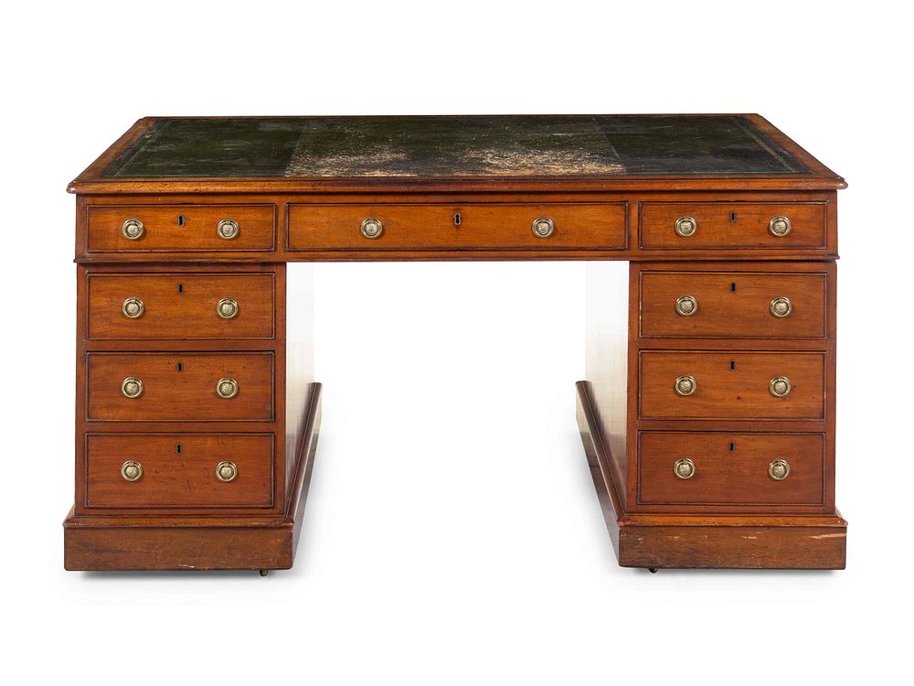 Appraisal: An Edwardian Mahogany Partners Desk An Edwardian Mahogany Partners Desk