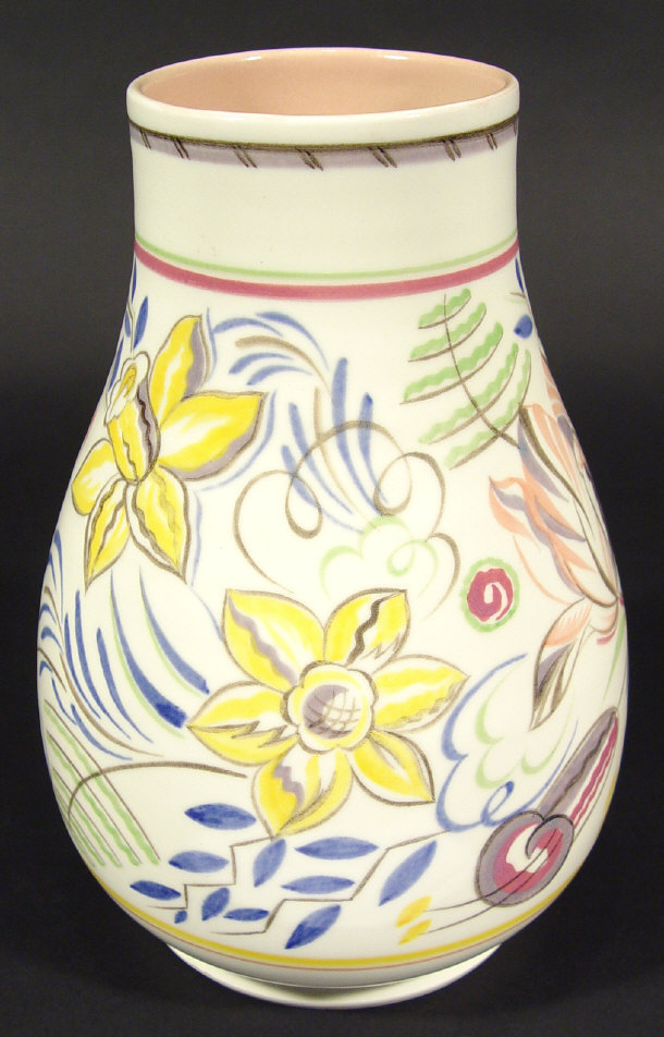 Appraisal: Large Poole Pottery vase hand painted with stylised flowers impressed