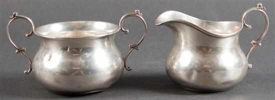 Appraisal: American sterling silver cream and sugar pattern Schultz Baltimore MD