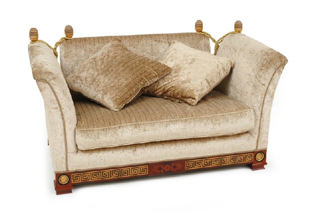 Appraisal: A FRENCH EMPIRE STYLE SETTEE Velvet upholstered surmounted by gilt