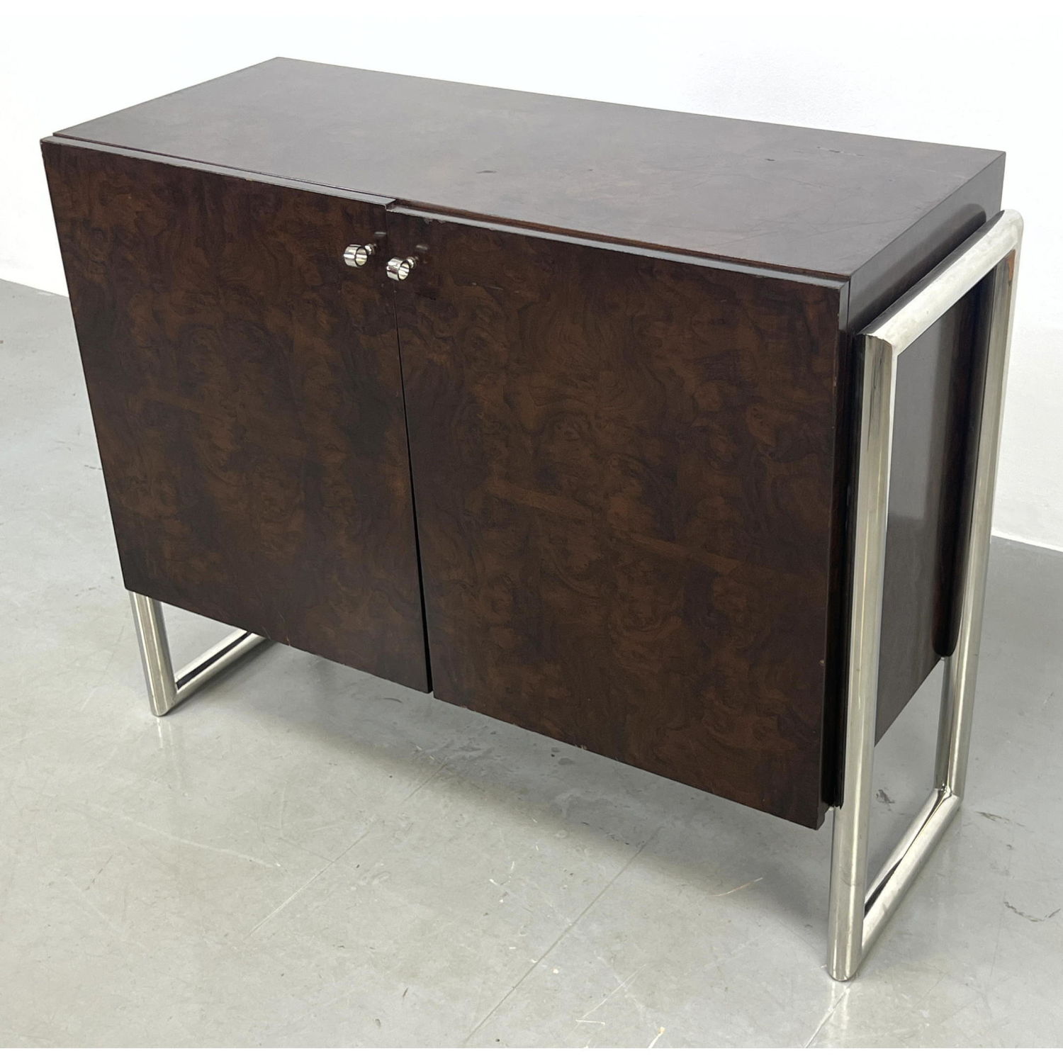 Appraisal: Mid Century Modern Server Cabinet with Chrome Tube Frame Dimensions