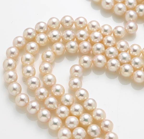 Appraisal: A collection of four hanks of cultured pearls the semi-round