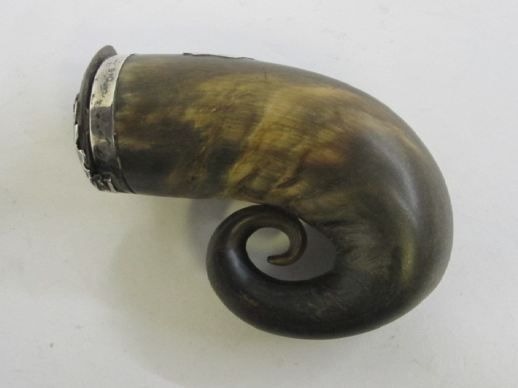 Appraisal: Horn and white metal mounted snuff mull