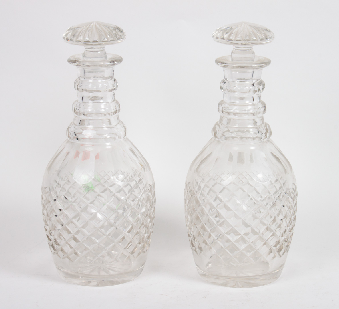 Appraisal: Pair of Anglo-Irish style crystal decanters th century with faceted