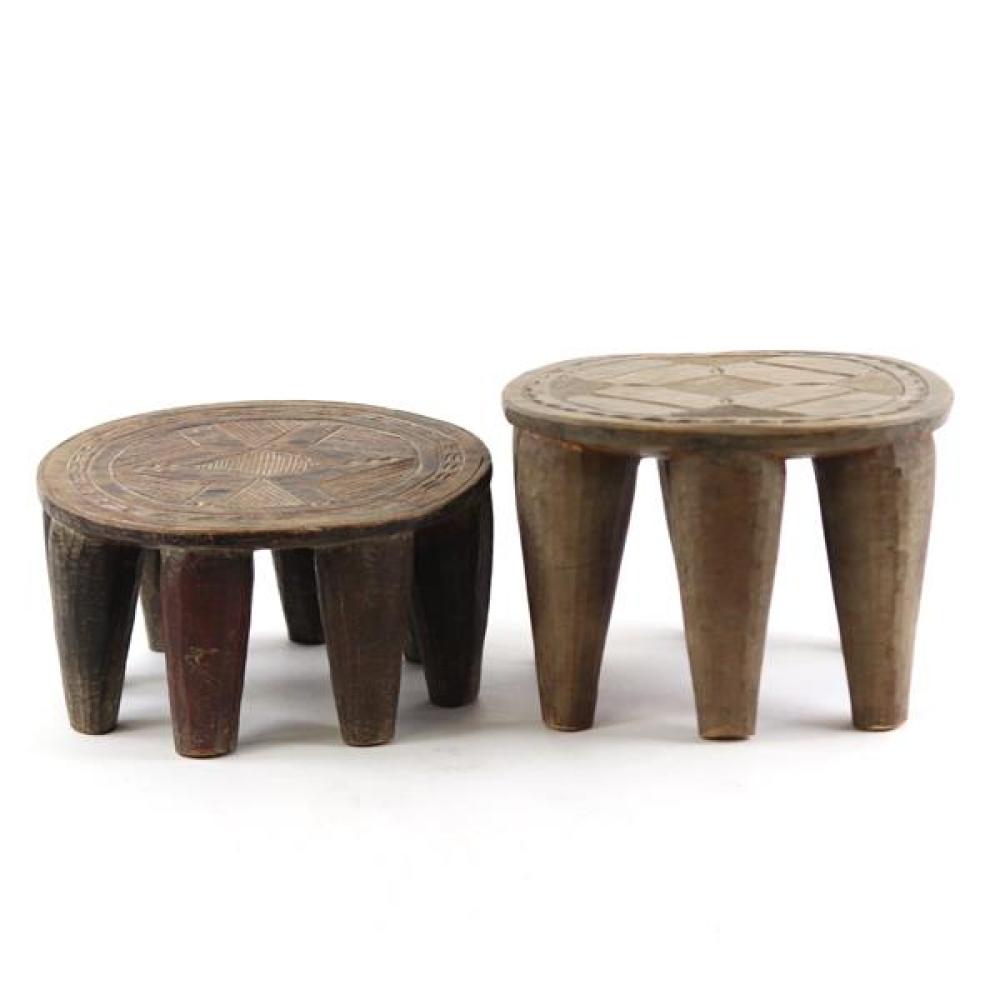 Appraisal: TWO NUPE STOOLS FROM NORTHERN NIGERIA 'S Two Nupe stools