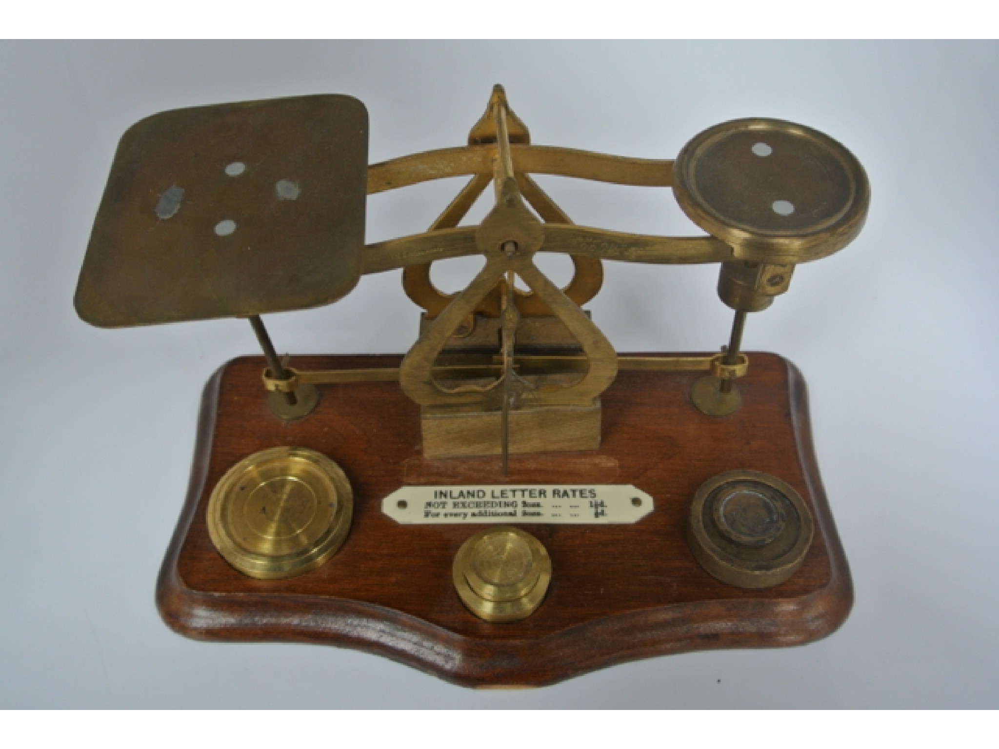 Appraisal: A set of vintage brass postal balance scales with postal